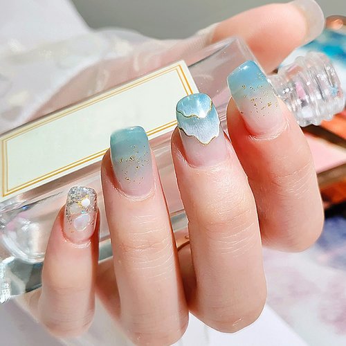 Major Dijit Jelly Gel Nail Polish Set 9 Colors Navy Blue Cyan Deep Blue Translucent Crystal Nail Polish Kit Soak Off UV LED Gel Nail For Nail Art Salon DIY Home