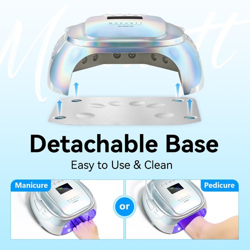Makartt UV Nail Lamp – 30W Fast Curing UV Light with Handle Rechargeable Cordless Nail Dryer for Gel Nail Polish with 45 Beads Dual Lights 4 Timers LCD Smart Sensor for Nail Art Design(Plating Silver)