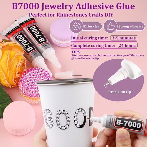 32000Pcs Resin Rhinestones for Bedazzling, Silver Clear Flatback Gems for Diamond Art, Crystal Bedazzler Kit with 3Pcs 10ml B7000 Jewelry Glue for Nail Art Crafting Clothing Book Makeup