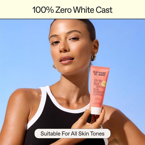 Everyday Humans Oh My Bod SPF 50 Sunscreen Lotion - Face & Body Protection, 3.4 oz (Pack of 2)