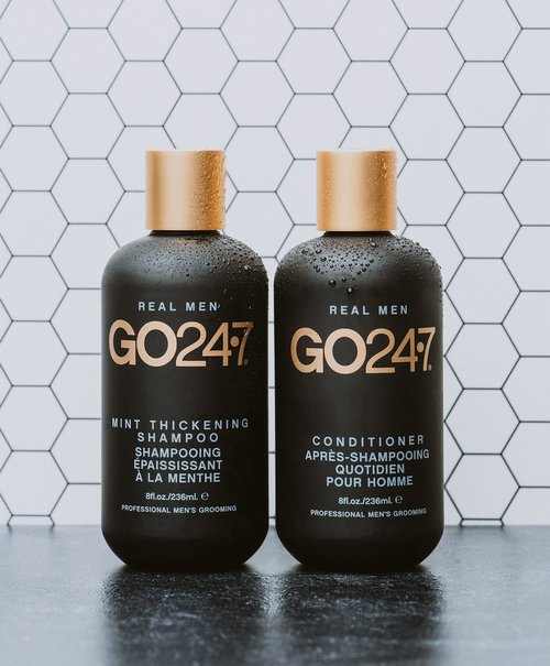 GO247 Mint Thickening Shampoo - Energizing Daily Cleanser with Peppermint & Menthol - 8 Fl Oz for Fuller, Thicker Hair