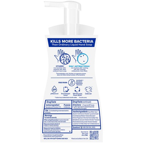 Dial Antibacterial Defense Foaming Hand Soap + Aloe, Fresh Pear Scent, 7.5 Fl Oz (Pack of 6), Dermatologist-Tested Hand Wash, Gentle on Skin