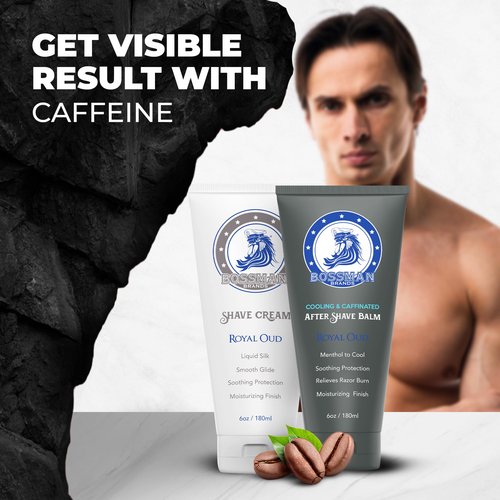 Bossman Silk Lotion Shaving Cream & Cooling After Shave for Men Combo – Shave Cream & After Shave Balm for Men (Royal Oud Scent)