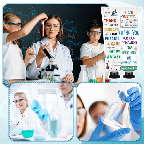 Loopeer 24 Pcs Lab Tech Week Gifts Bulk Hand Cream Set Medical Laboratory Week Appreciation Gifts Travel Size Moisturizing Hand Lotion for Lab Technician Staff Coworker