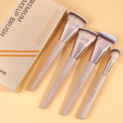 MAANGE Makeup Brushes 4 Pcs Makeup Brush Set for Foundation Concealer Contour Liquid Blending Face Kabuki Makeup Brush Kit Blush Pink