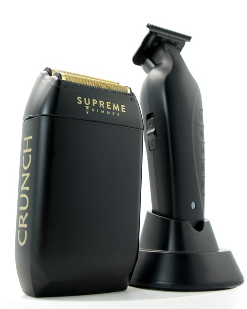 Supreme Trimmer Vader Trimmer & Crunch Foil Shaver Barber Haircutting Kit | Professional DLC T-Blade Beard Trimmer ST3778 & STF602 Waterproof IPX6 Shaver Set | (Black)