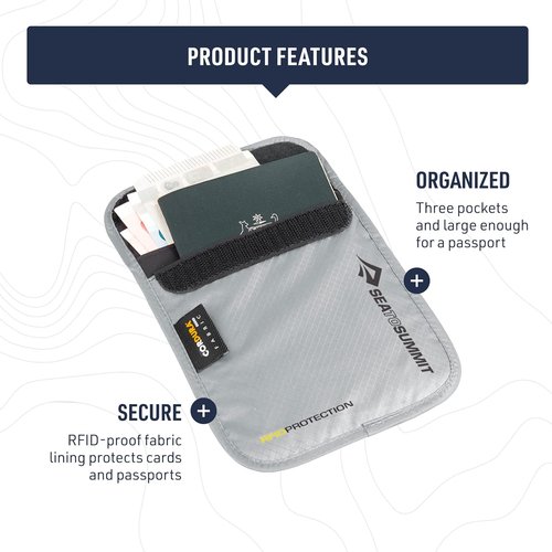 Sea to Summit Travelling Light Neck Pouch - RFID Protection | Large Size for Travel Convenience