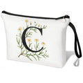 LANJU Initial Letter Bag Letter Makeup Bag for Women Initial Cosmetic Bag A-Z Personalized Makeup Bag Travel Makeup Bag,Initial Cosmetic Bag Gifts (white C)