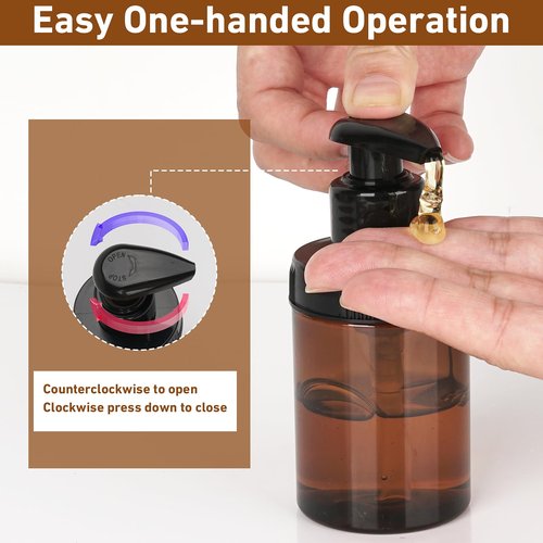 Cosywell Plastic Pump Bottle Dispenser 4oz/120ml 4 Pack Shampoo Bottles Lotion Dispenser Wide Mouth Jar Style Empty Refillable Bathroom Shower Containers for Shampoo Conditioner Body Wash(Brown)