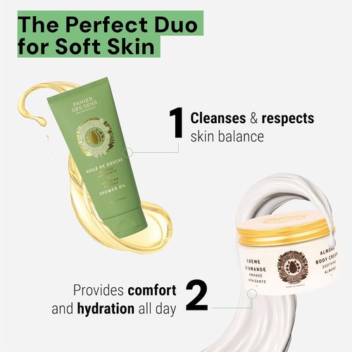 Panier des Sens - Almond Moisturizing Body Wash - Gentle Shower Gel with 96% Natural Ingredients - 6.8 Fl Oz, SLS Free, Vegan