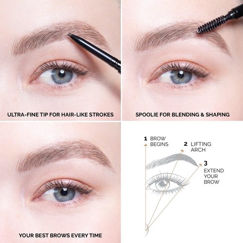OFIR Brow Trace Precision Browliner - Waterproof Ultra-Fine Tip Eyebrow Pencil | Smudge-Proof Matte Finish | Long-Wear Tool with Spoolie | Chocolate - Dark Brown, 0.003 OZ