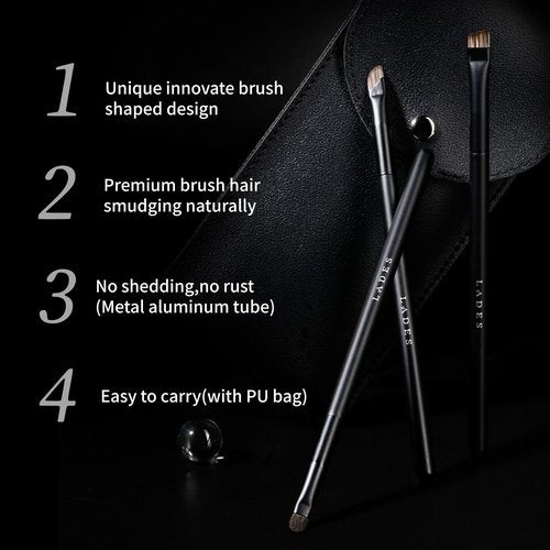 Eye Makeup Brushes 8pcs Eyeshadow Makeup Brushes Set with Soft Synthetic & Natural Hair, Real Wood Handle with Bag for Eyeshadow, Eyeliner, Blending, Eyebrow, Pure Black