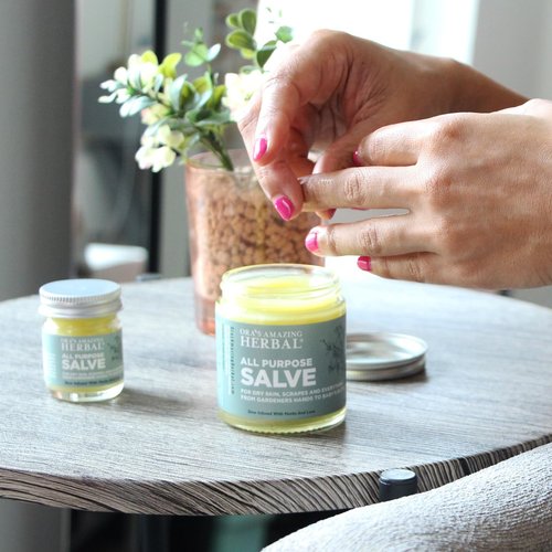 Ora's Amazing Herbal All Purpose Salve, Herbal Healing Skin Balm with Tea Tree, Natural Cream for Dry Cracked Hands, Comfrey Calendula Plantain Thyme Beeswax, Soothing Itch Relief, 4 oz