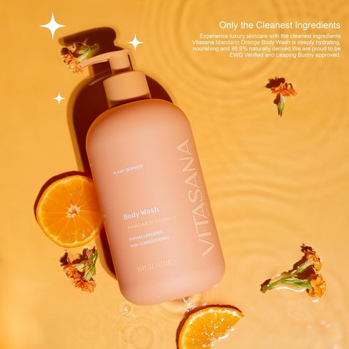 Skiennix Natural Body Wash - Mandarin Orange Scent, 16 oz | Hypoallergenic & EWG Verified, 98.9% Plant-Derived
