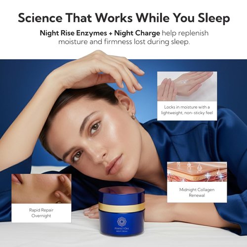 Perfect One Night Cream - Japanese Anti-Aging Moisturizer with Collagen & Hyaluronic Acid | Hydrating & Firming | 1.16 oz