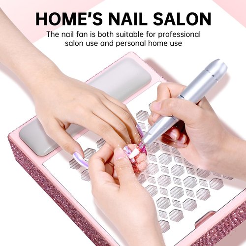 CHRISTINE SHELLY Nail Dust Collector, Cordless Dust Collector Nail Tech, Professional 550PA Vacuum Fan Vent Dust Extractor Quiet Dust Suction Machine for Acrylic Nails Polishing, Nail Salon&Home