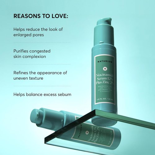 Naturium Niacinamide Face Serum 12% - Anti-Aging & Pore Minimizer with Zinc, 1 oz | Vegan & Cruelty-Free