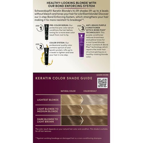 Schwarzkopf Keratin Blonde Hair Dye - 11.01 High Lift Natural Cool Blonde | Professional Quality Permanent Color with Bond Enforcing System