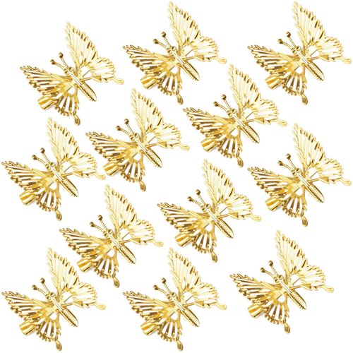 ISCRIO Butterfly Hair Clips - 12 Pcs Moving Wings Metal Barrettes for Women & Girls | Gold