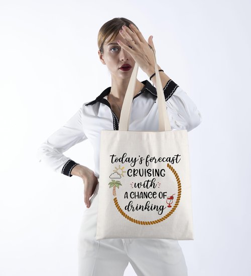 POFULL Cruise Themed Gift Bag - Cocktails, Friends & Groups Cruising Tote