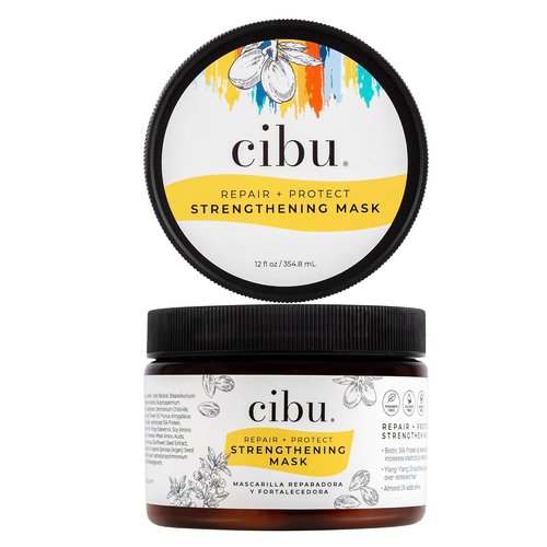 CIBU Repair Strengthening Mask - Hydrating Keratin & Almond Formula for Damaged Hair - 12oz