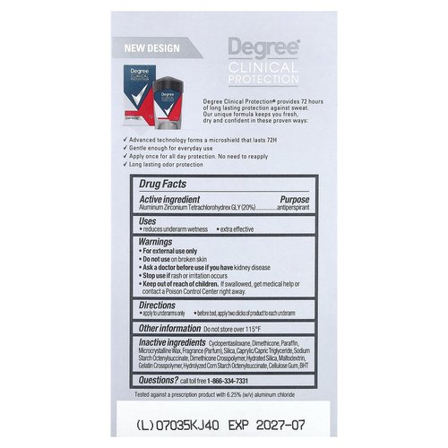 DEGREE Men Clinical Protection Sport Strength Antiperspirant & Deodorant, 1.7 Ounce, Pack of 3 (Packaging may vary)