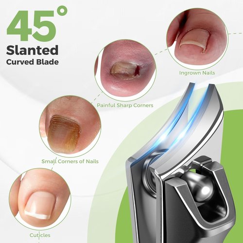 2026 Toenail Clippers for Seniors Thick Toenails, Angled Head Large Toe Nail Clippers for Thick Nails for Men, Heavy Duty Ingrown Toenail Clippers with Wide Jaw, Slanted Nail clippers with Long Handle
