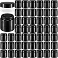 Norme 48 Pcs 4 oz Glass Jars with Lids Leakproof Round Airtight Empty Cosmetic Jars with Inner Liners Lid for Storing Lotions Powder Ointments Candle Making Tins (Black)