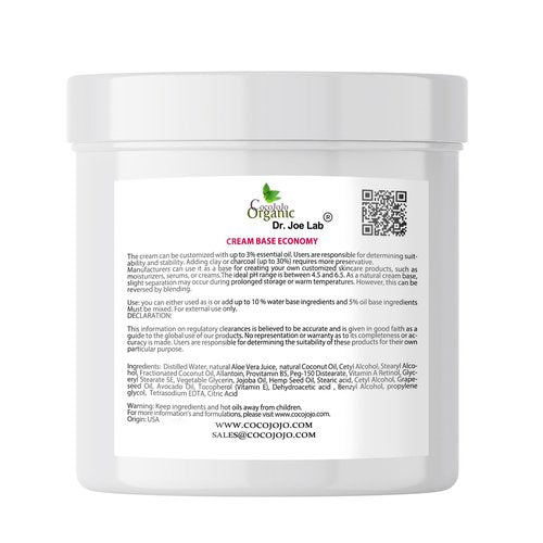 cocojojo CREAM BASE ECONOMY - RICH BASE CREAM FOR COSMETICS, MADE WITH VITAMINS AND COSMETIC OILS, VEGAN, GENTLE AND HYDRATING - 2 LB