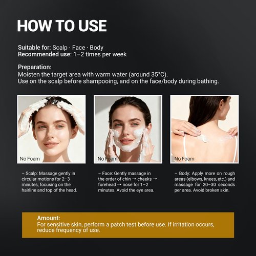 Face, Body & Scalp Scrub, 3-in-1 Gentle Microdermabrasion Exfoliating Scrub with Niacinamide & Vitamin C, Deep Cleansing, Oil Control, Dead Skin Removal, Pore-Refining for Smooth Radiant Skin, 12.3 oz