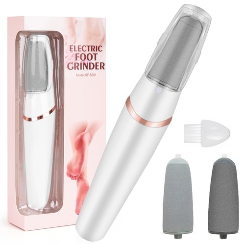Electric Foot File and Callus Remover,Professional Pedicure Tools for Dry, Calluses, Dead, Cracked, Hard Skin,Equipped with 2 Grinding Heads and 1 Cleaning Brush