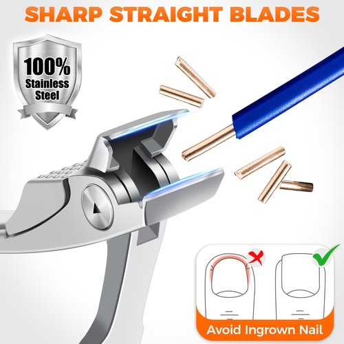 Straight Nail Clippers for Men, German Ergonomic 18mm Large Toenail Clippers for Thick Nails for Seniors with Wide Jaw, Long Handled Nail Cutter Edgy Toe Nail Clipper for Adult with File, Gift for Men