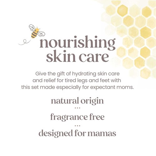 Burt’s Bees Mama Gift Set - Natural Skin Care with Lip Balm, Leg Cream & Belly Butter | 0.15 oz/3.38 oz/6.5 oz