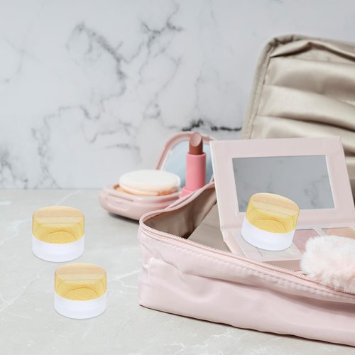Molain 10 PCS 5 Gram Glass Cosmetic Containers Empty Sample Jars with Leak Proof Lids, Mini Makeup Sample Containers for Lotion Lip Balm Eye Cream Refillable (5 ML)