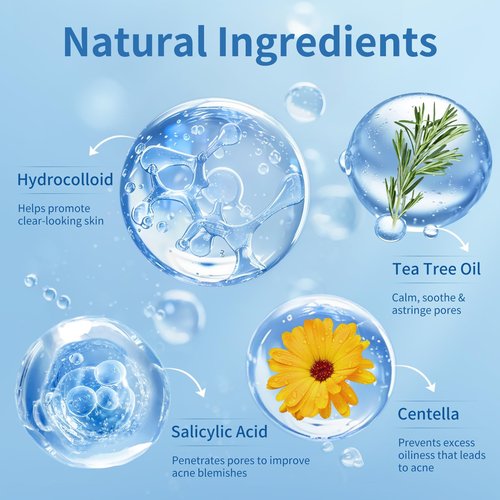 QUSTERE Large Pimple Patches for Face, Hydrocolloid Acne Patches, Big Hydrocolloid Bandages, Variety Shapes Zit Covers, Stickers with Tea Tree, Salicylic Acid & Cica Oil |8 Sizes |380 Count