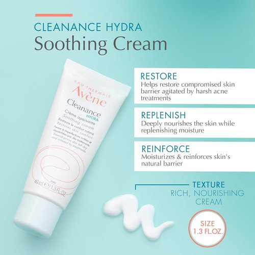 Avène Cleanance HYDRA Soothing Cream - Rich Moisturizer for Drying Acne Treatments | 1.3 Oz