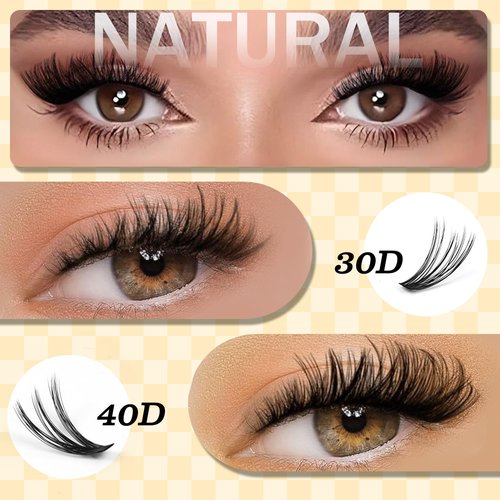 FLOMAZE Lash Clusters Kit, 800 pcs Lash Clusters Eyelash Extension Kit, 30D-40D Individual Lashes Kit, 0.07mm Thickness Soft False Lashes with Lash Bond and Seal (30D/40D, 8-16mm)