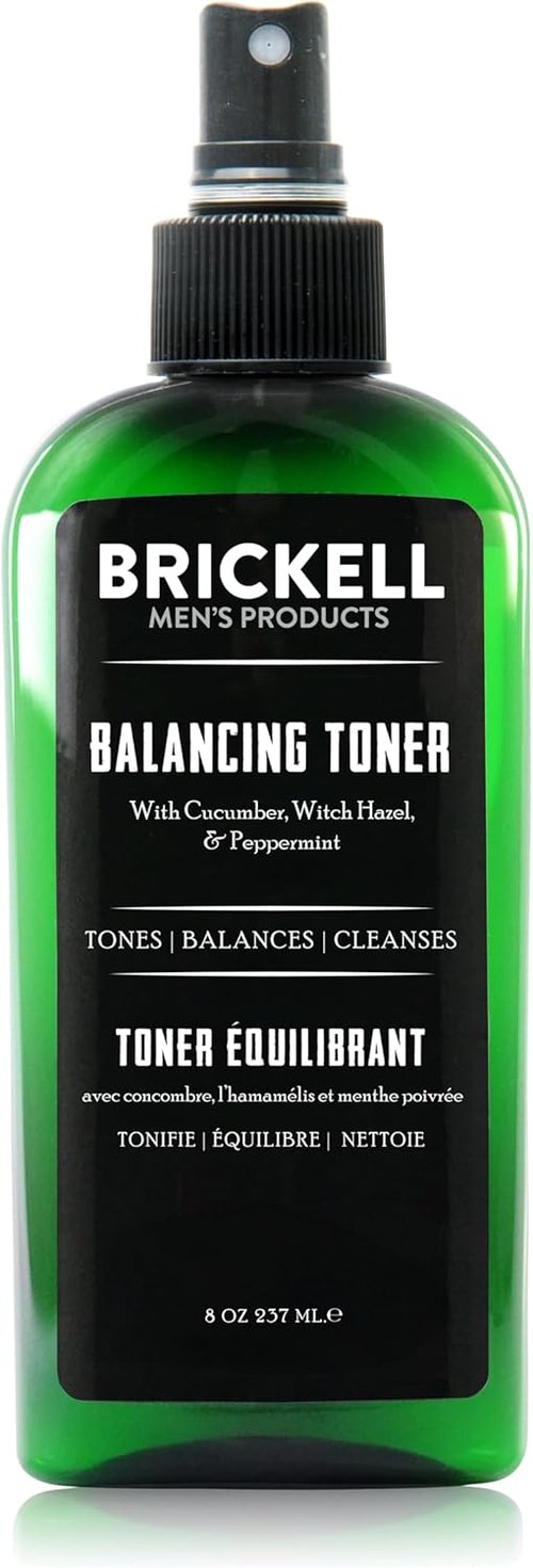 Brickell Men's Balancing Face Toner - Natural, Alcohol-Free Formula with Witch Hazel | 8 Ounce