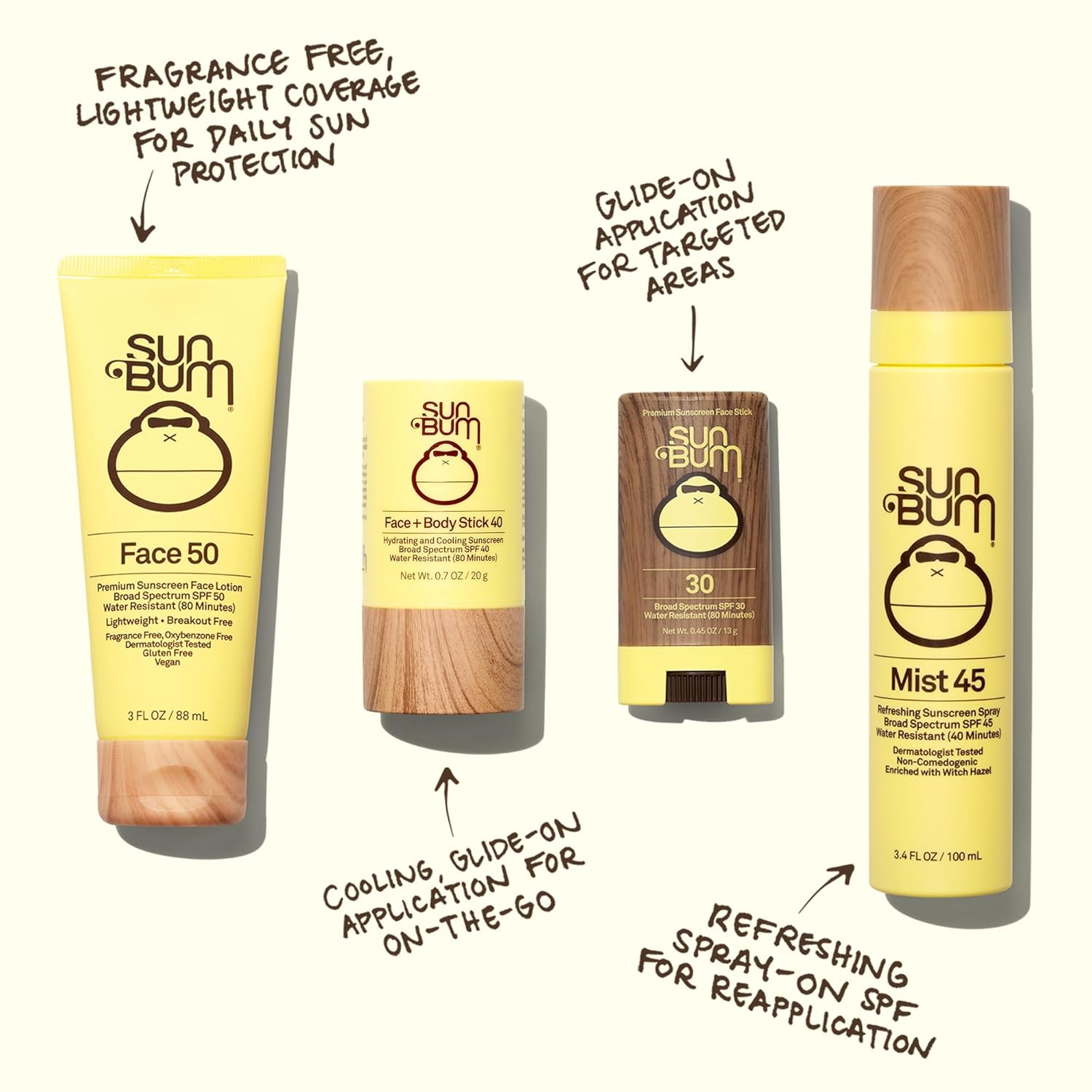 Sun Bum Original SPF 45 Sunscreen Mist - Moisturizing Facial Spray with Vitamin E - Travel Size 3.4 oz | Hawaii 104 Compliant