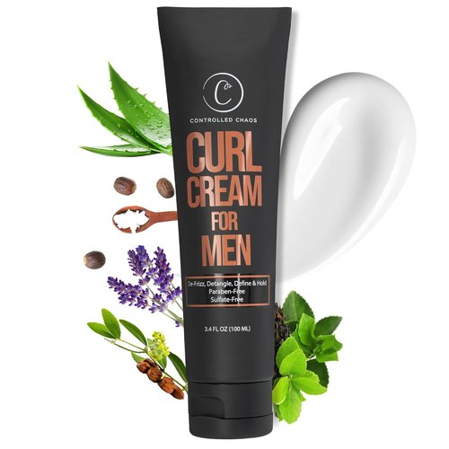 Controlled Chaos Curl Cream for Men - Sulfate-Free Hair Styling Cream with Shea Butter & Jojoba Oil (3.4oz)