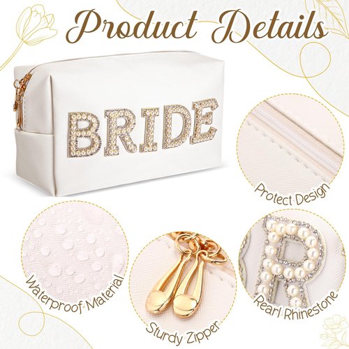 Shyyween 5 Pcs Bridal Gift Set Bride Makeup Bag I Do Bride Slippers Claw Hair Clip and Hairpins Accessories Wedding Engagement Gift Shower for Bridal Engagement Bachelorette Party
