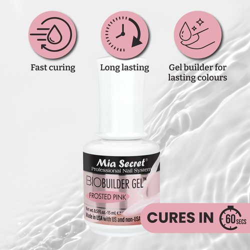 Frosted Pink BioBuilder Gel - Structuring Gel in a bottle for nail extensions by Mia Secret