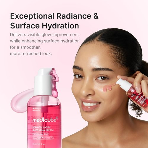 Medicube PDRN Pink Collagen Glow Jelly Serum - Lightweight Water-Jelly for Plump, Supple Skin | Radiance & Elasticity Care | 1.01 fl. oz