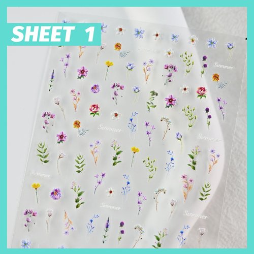 CESTSIREN Flower Nail Art Stickers 3D Embossed Nail Decals for Nail Art Design Self-Adhesive Spring Summer Nail Accessories for Women Nail Art Supplies 3 Sheets