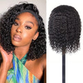 Bellarayine Deep Wave Human Hair Headband Wig 12 inch Non Lace Front Wig Machine Made Wigs Glueless Curly Hair Headband Half Wigs for Black Women Natural Color