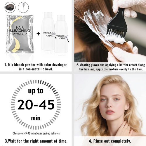 Skiennix Hair Bleach Powder - High Performance Up to 8 Levels of Lift for Highlights | 45g/1.59oz