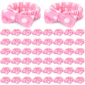 Wavyknot 50 Pcs Pink Spa Headband Bulk Spa Sleepover Party Supplies for Washing Face with Removable Bow Makeup Elastic Bowknot Headbands for Women Gifts Soft Skincare Microfiber Hairbands(Dots Style)
