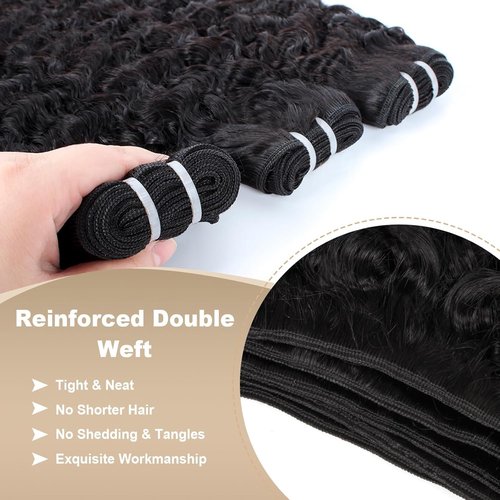 Burmese Curly Bundles Human Hair 20 Inch 12A Water Wave 1 Bundle 100% Unprocessed Quick Weave 3c4a Deep Wave Bundles with Spiral Curly End Real Human Hair Extensions Natural Black