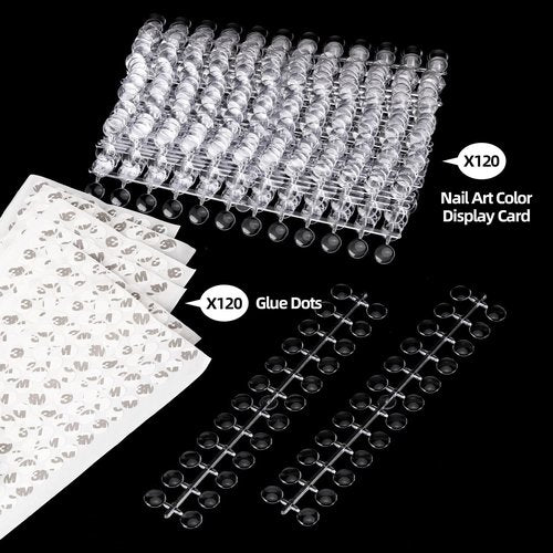 720 Pcs Nail Polish Swatch Dots Round False Nail Display Tips Transparent Nail Art Color Display Chart with Adhesive Sticker for Nail Polish Training Practicing