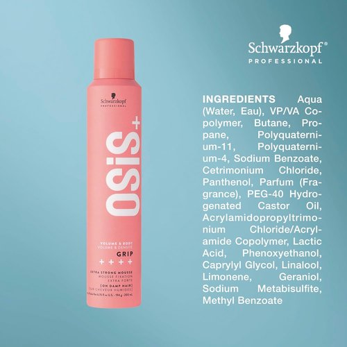 OSiS+ Grip Extreme Hold Mousse - Extra Strong Control & Volume with Heat Protection